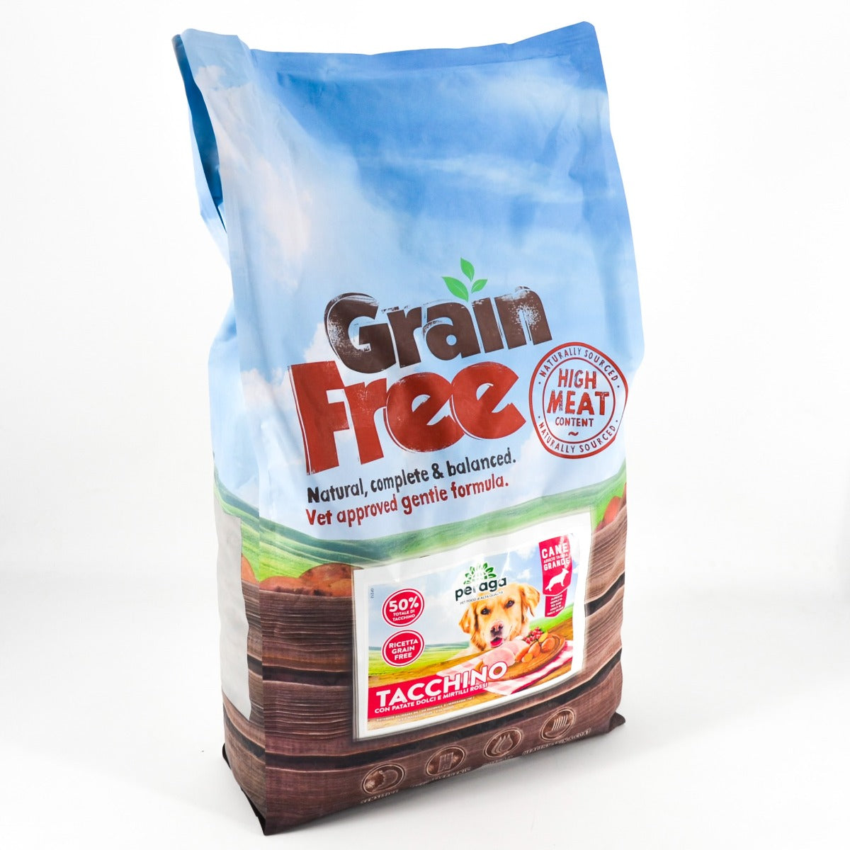 CROCCHETTE PERAGA GRAIN FREE PER CANE ADULTO TAGLIA GRANDE 12KG TACCHINO