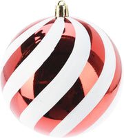 pallina di natale 12cm con Righe Bianco/Rosso