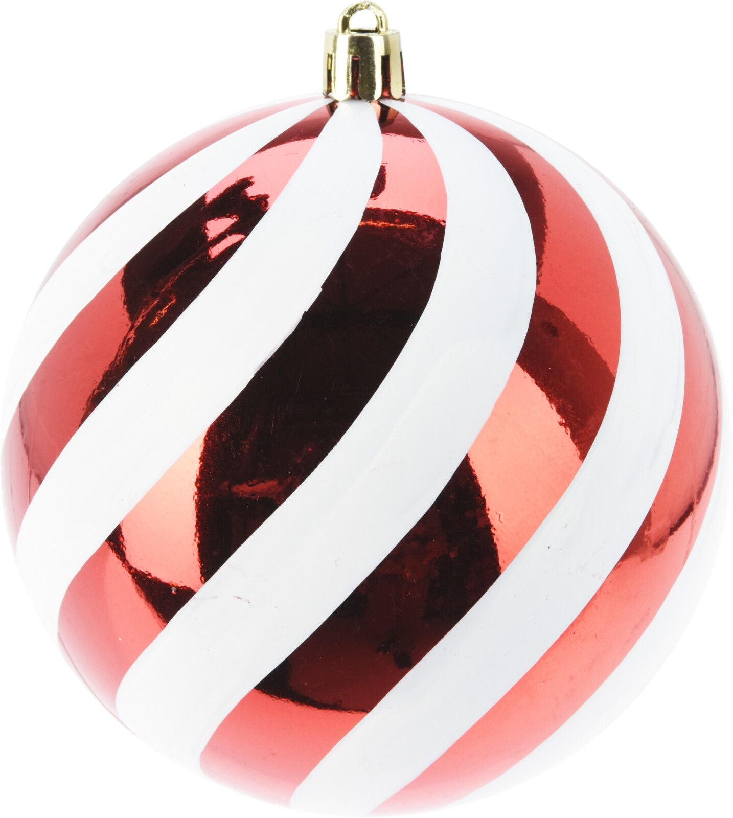 pallina di natale 12cm con Righe Bianco/Rosso