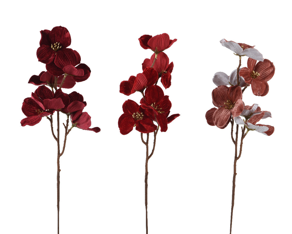 Ramo Orchidea in Velluto modello assortito Rosso H.60 cm