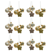 OFFERTA 12 DECORAZIONI DA APPENDERE ASSORTITA H.11.50 PERLA/ORO