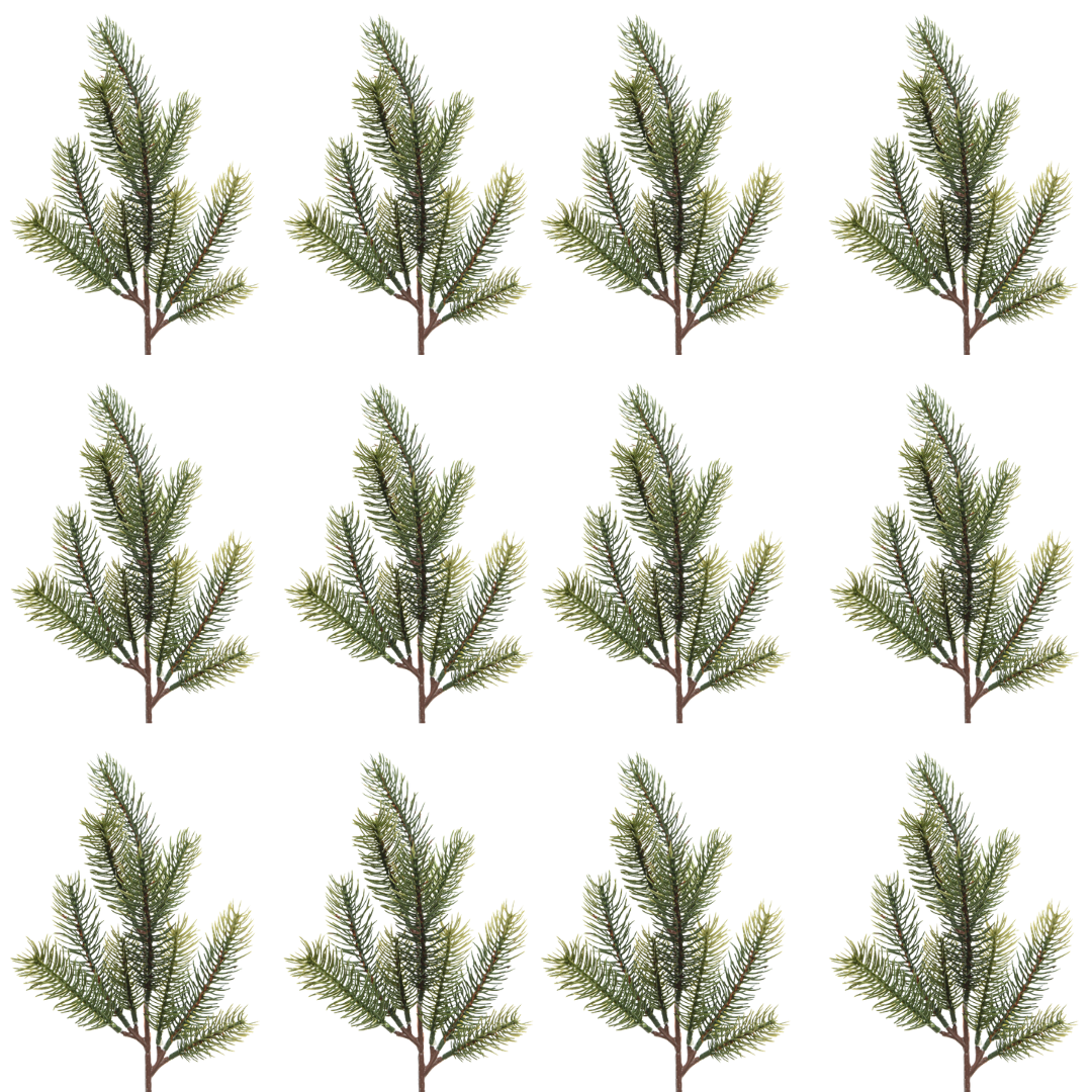 OFFERTA 12 RAMI NATALIZI PINO H36CM VERDE