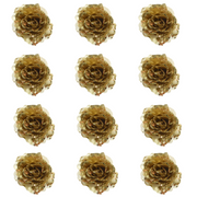 OFFERTA 12 ROSE APPENDIBILI CON CLIP E GLITTER 14X8,5CM ORO CHIARO