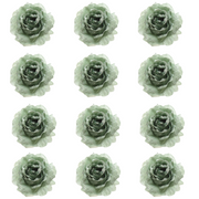 OFFERTA 12 ROSE APPENDIBILI CON CLIP E GLITTER 14X8,5CM VERDE SALVIA