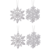 OFFERTA 4 FIOCCHI DI NEVE D.12CM TRASPARENTE/ARGENTO MODELLO ASSORTITO