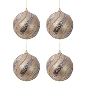 OFFERTA 4 PALLINE DI NATALE D.8CM CON GLITTER ORO CHIARO