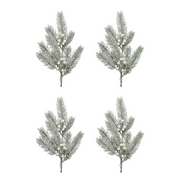 OFFERTA 4 RAMI NATALIZI PINO CON BACCHE H36CM BIANCO