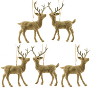 OFFERTA 5 RENNE APPENDIBILI 4,5X12,5CM CON GLITTER ORO ASSORTITA