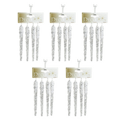 OFFERTA 5 CONFEZIONI DA 4 GHIACCIOLI 15CM TRASPARENTI CON DIAMANTI LUCIDI PENDENTI