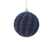 pallina di natale in foam glitter con calotta D 8 cm blu notte Peraga Christmas