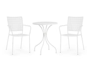 SET TAVOLO DA GIARDINO LIZETTE D.60 + 2 SEDIE LIZETTE CON BRACCIOLI BIANCO