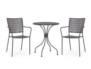 SET TAVOLO DA GIARDINO LIZETTE D.60CM + 2 SEDIE LIZETTE CON BRACCIOLI ANTRACITE