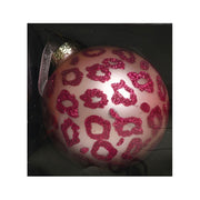 PALLINA DI NATALE IN VETRO ROSA MACULATA 8CM