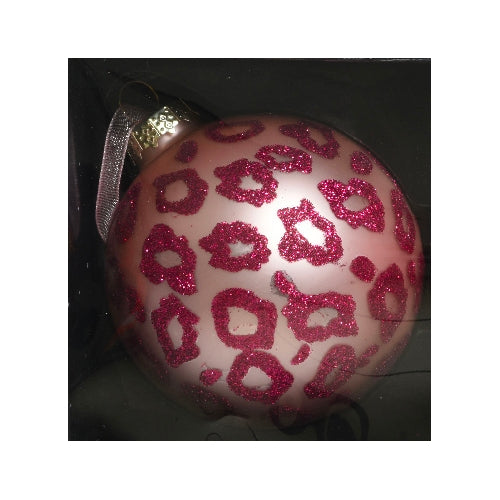 PALLINA DI NATALE IN VETRO ROSA MACULATA 8CM