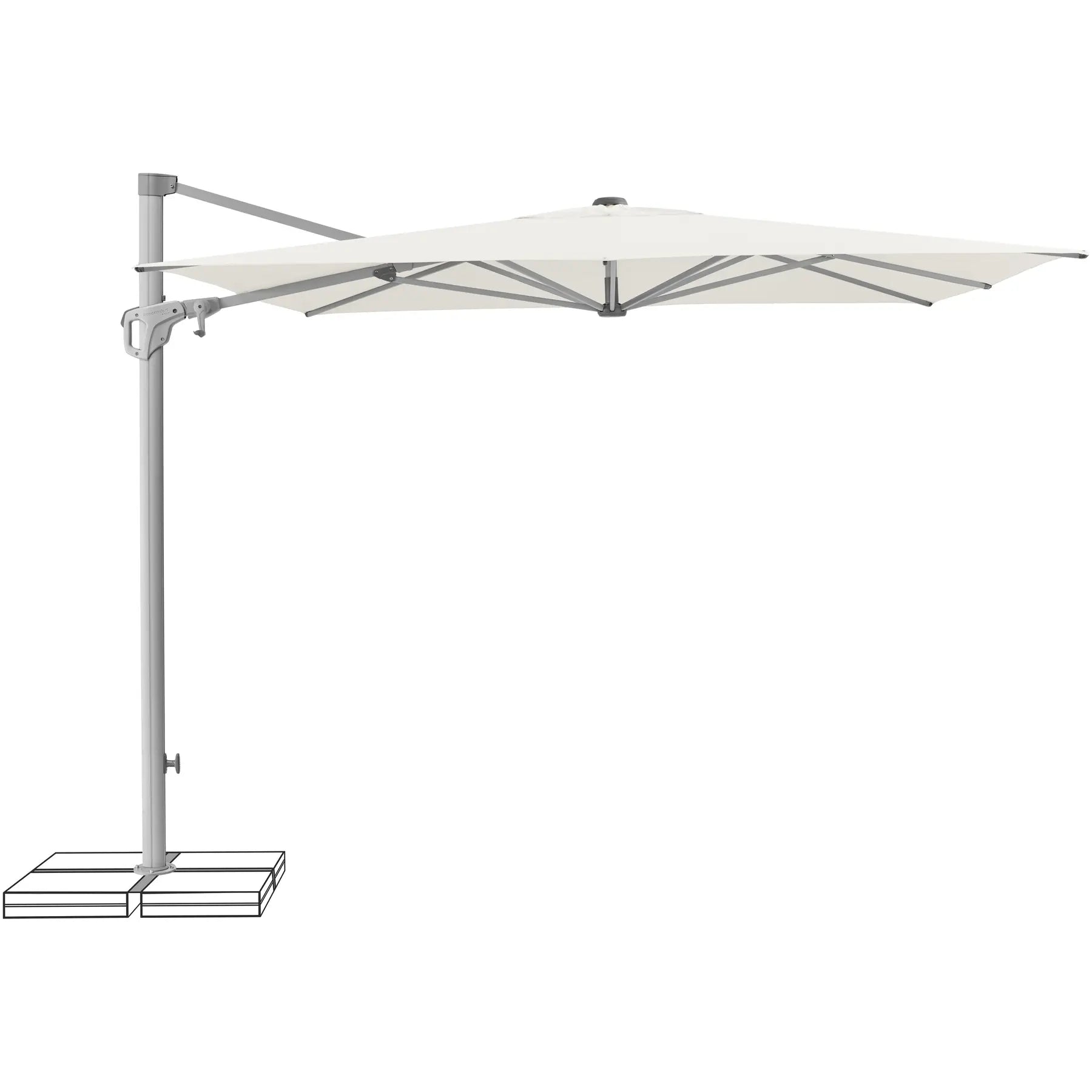 Toiture flexible Parasol 210x150 mât central vert givré