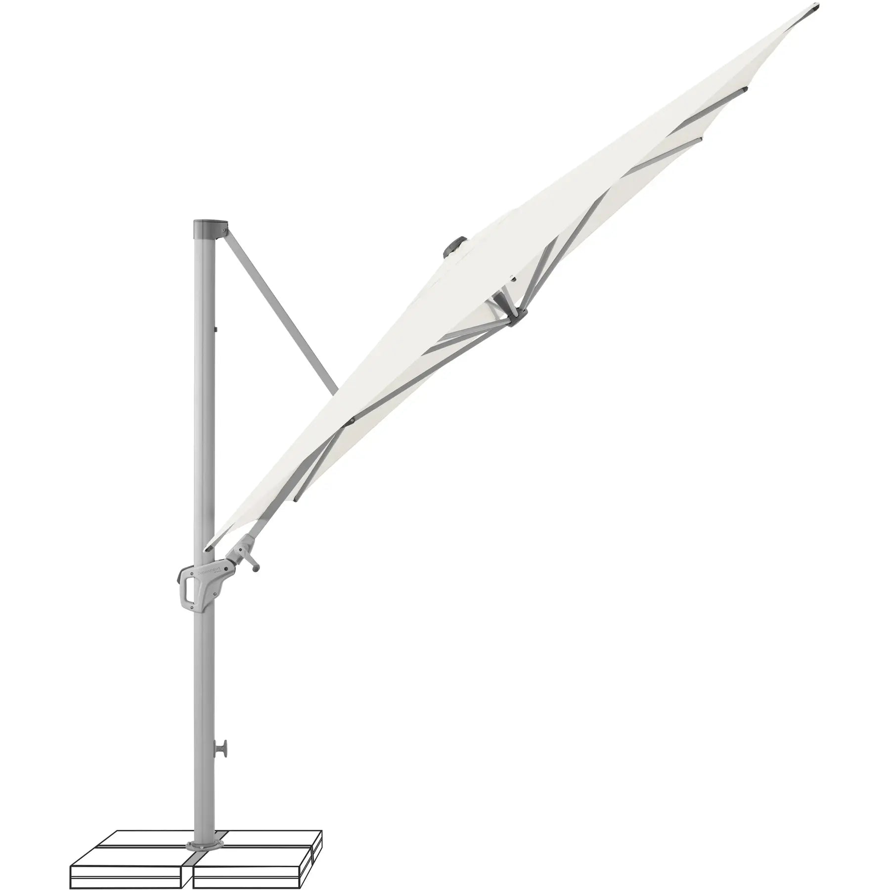 Toiture flexible Parasol 210x150 mât central vert givré