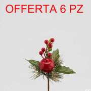 OFFERTA 6 PICK PINO CON MELA 16CM VERDE/ROSSO