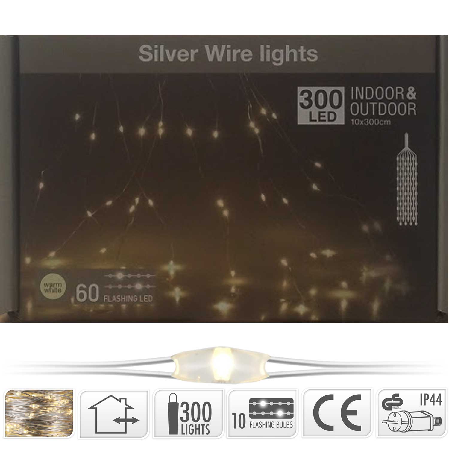300 MICROLED BIANCO CALDO CASCATA 300 CM