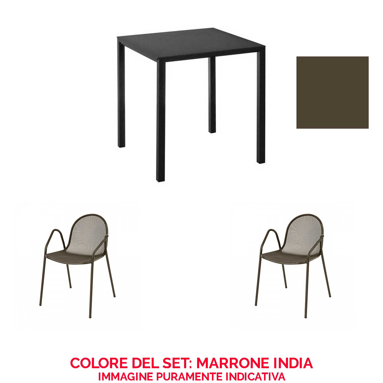 SET TAVOLO NOVA 80X80 + 2 POLTRONE NOVA