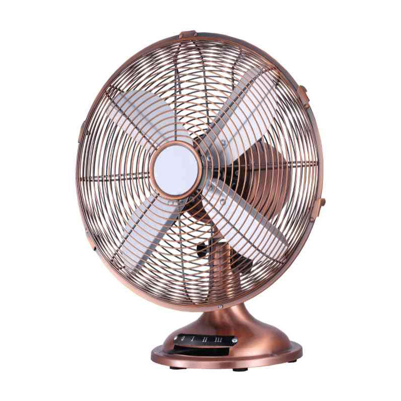 VENTILATORE DA TAVOLO IN METALLO COLOR RAME 30CM REGOLABILE 3 VELOCITA'
