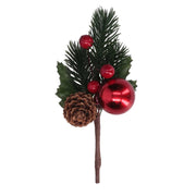 Ramo di Pino con Pigna e Palline Decorative 14h cm Verde