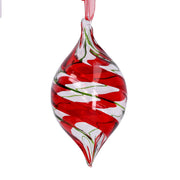 Pallina in vetro a Goccia con Strisce Rosso/Verde