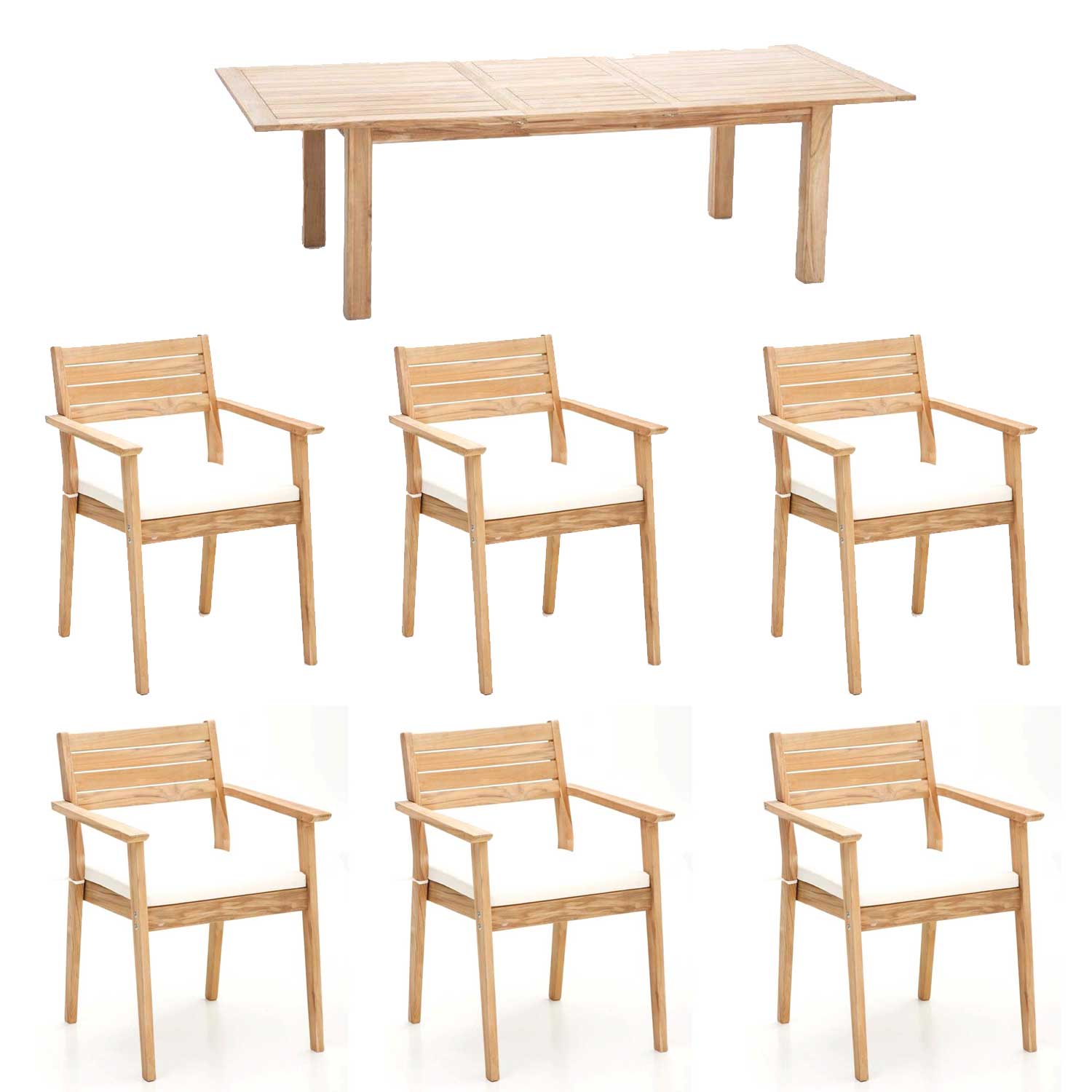 OFFERTA SET DA PRANZO TAVOLO ALL.  BANDUNG 200/260X110 CM+6 POLTRONE