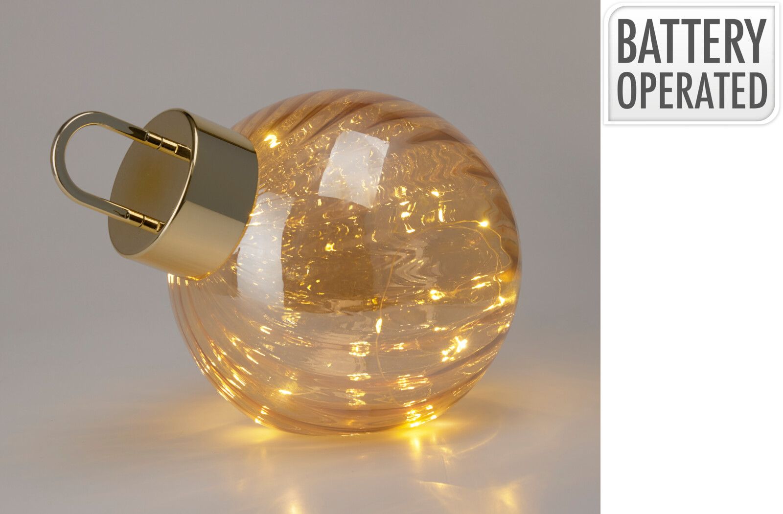 Pallina di natale trasparente con LED, diametro 20 cm, luce bianco caldo