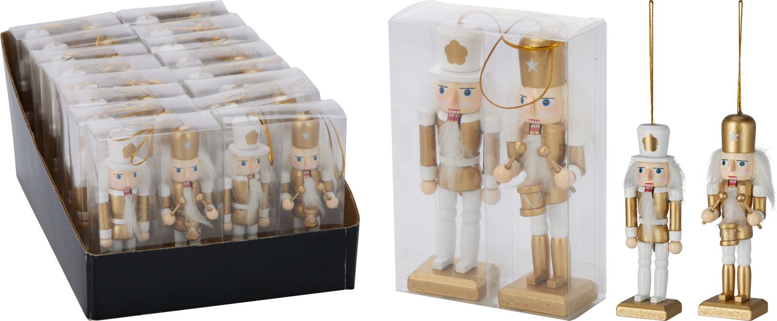set 2 pendenti schiaccianoci natalizi 12cm - oro