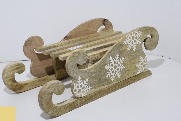 slitta in legno mango 46x22x17cm - marrone