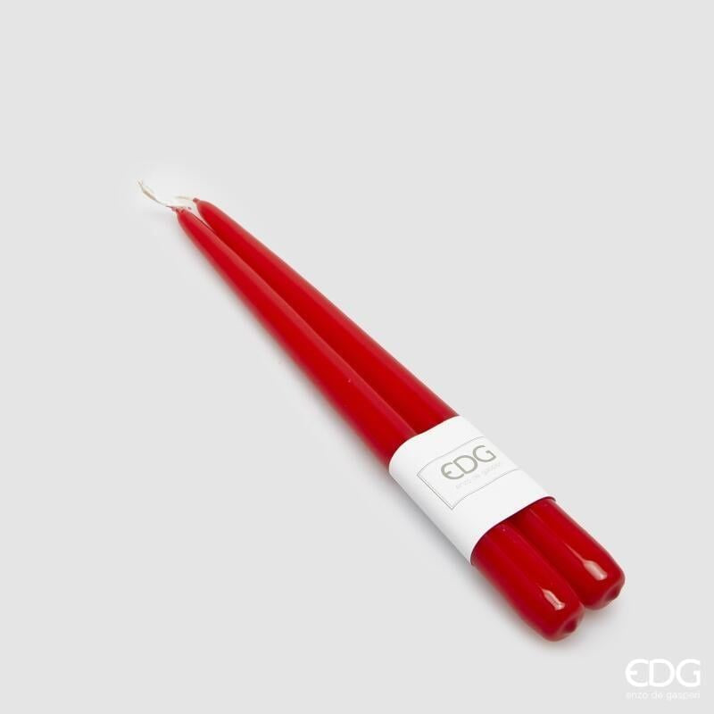 Confezione 12 Pezzi Candela a Stelo Laccata 300x22 mm Rosso