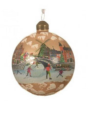 PALLINA DI NATALE IN VETRO CON DISEGNO AMSTERDAM 8CM