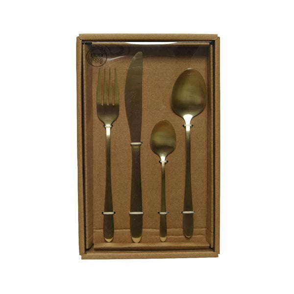 SERVIZIO/SET DI POSATE 16PZ IN ACCIAIO INOX ORO CHIARO