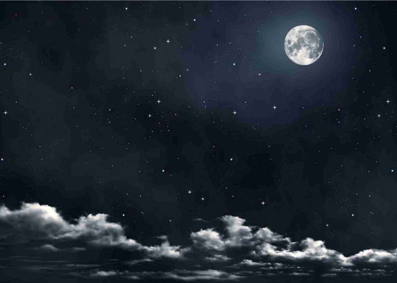 CIELO NOTTURNO CON LUNA IN CARTA 100X70CM