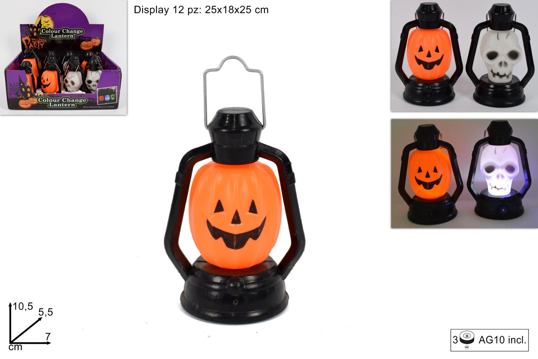 LANTERNA HALLOWEEN ZUCCA/TESCHIO 25X18X25CM