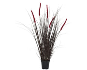 ERBA ARTIFICIALE CON FIORI ROSSI IN VASO 30X90CM