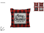 CUSCINO SFODERABILE MERRY CHRISTMAS SCOZZESE 45X45CM ASSORTITO