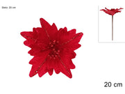 Stelo Fiore Velluto 20 cm Rosso Peraga Christmas