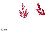 Stelo Bacche Rosse Velluto 72cm Peraga Christmas