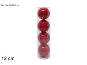 Palle Natalizie 12cm 4pz Rosse Perlate Peraga Christmas
