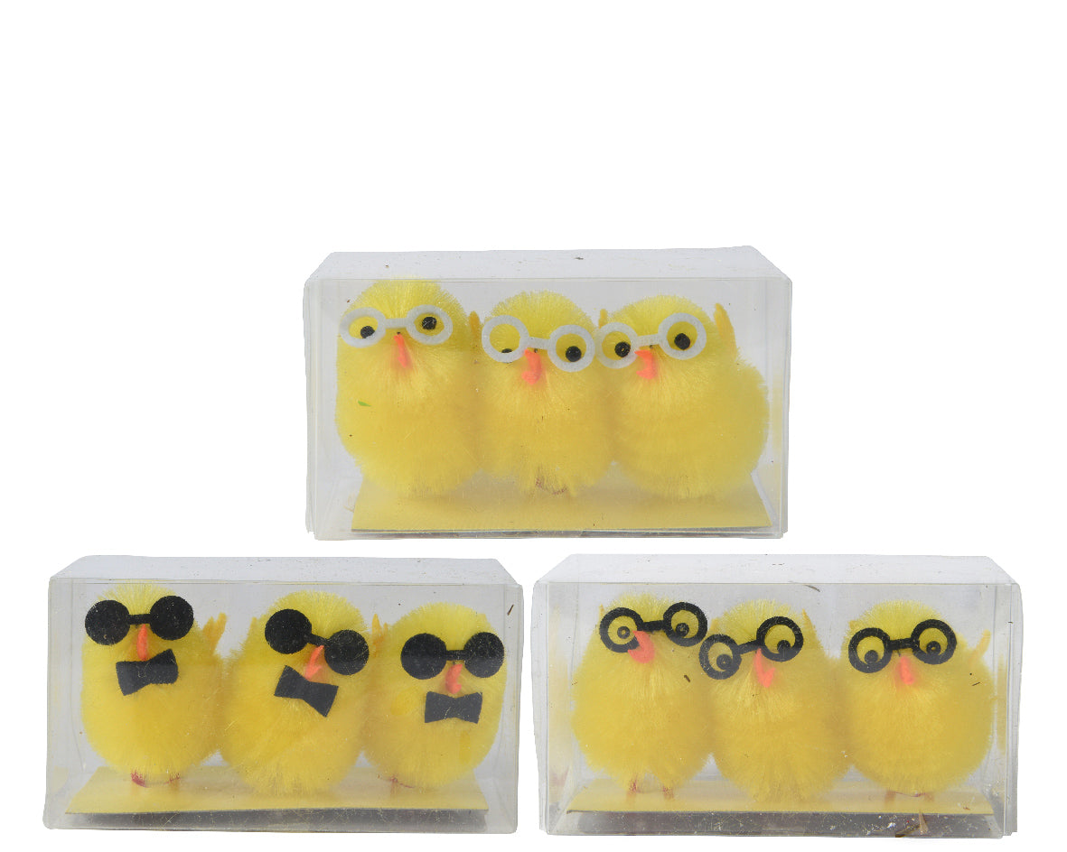 3 PULCINI DECORATIVI CON OCCHIALI MODELLO ASSORTITO