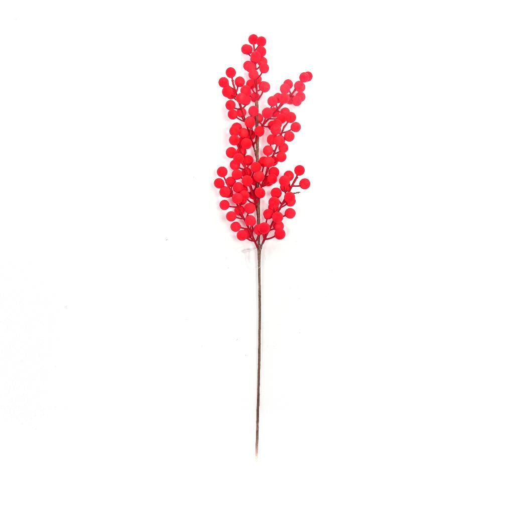 Pick con bacche floccate rosse H70 cm Mercury