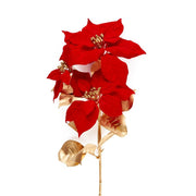 Ramo con stella di Natale D22 x H75 cm rosso con stelo dorato Mercury