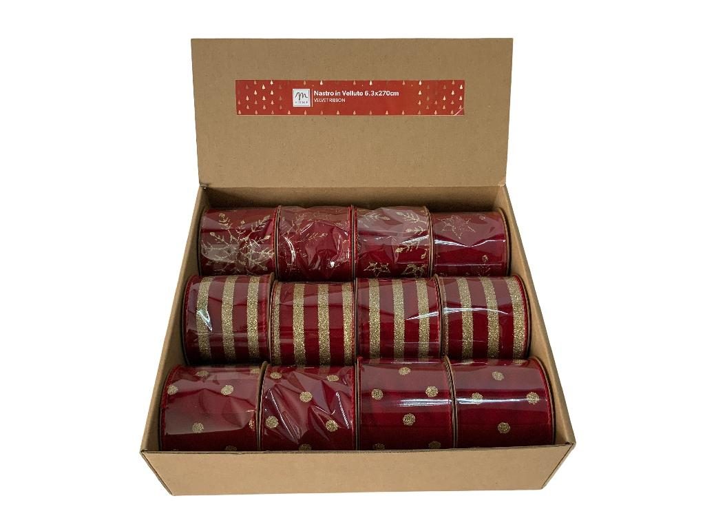 Rotes Band mit Golddekor 6,3 x 270 cm, Modell Mercury sortiert