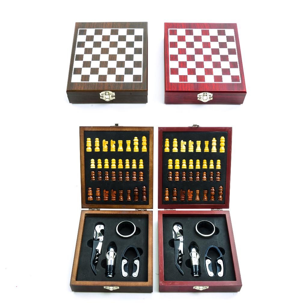 Sommelier-Set mit 4 Zubehörteilen und Schachbrett 15 x 17 x 4,5 cm Modell Mercury sortiert