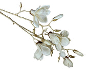 Ramo di magnolia con 9 fiori H93 cm avorio e stelo dorato Mercury