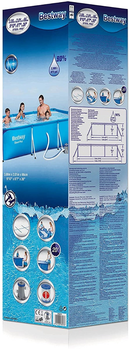 PISCINA RETTANGOLARE FRAME 300X201XH66CM CON POMPA FILTRO