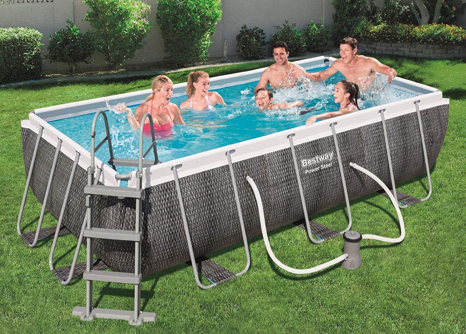 PISCINA RETTANGOLARE POWER STEEL 412X201X122CM CON POMPA FILTRO E SCALETTA