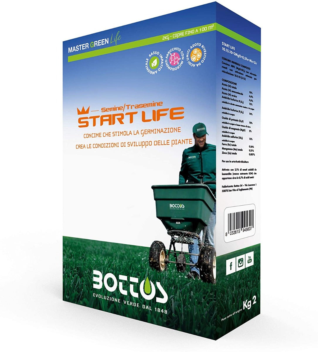 CONCIME STIMOLANTE PER PRATO STARTER 2KG 10-15-10 MG LIFE