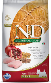 CROCCHETTE N&D ANCESTRAL GRAIN PER CANI ADULT MINI CON POLLO E MELOGRANO DA 2,5 KG